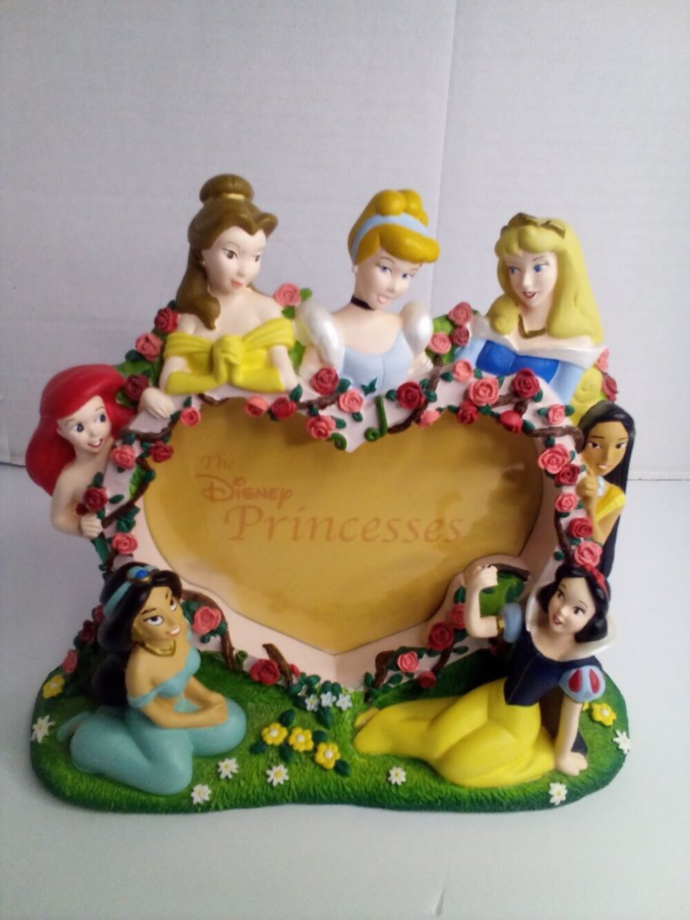 Disney Parks 3D Sculpted Picture Frame Princesses Heart Shape 8" x 9.5"